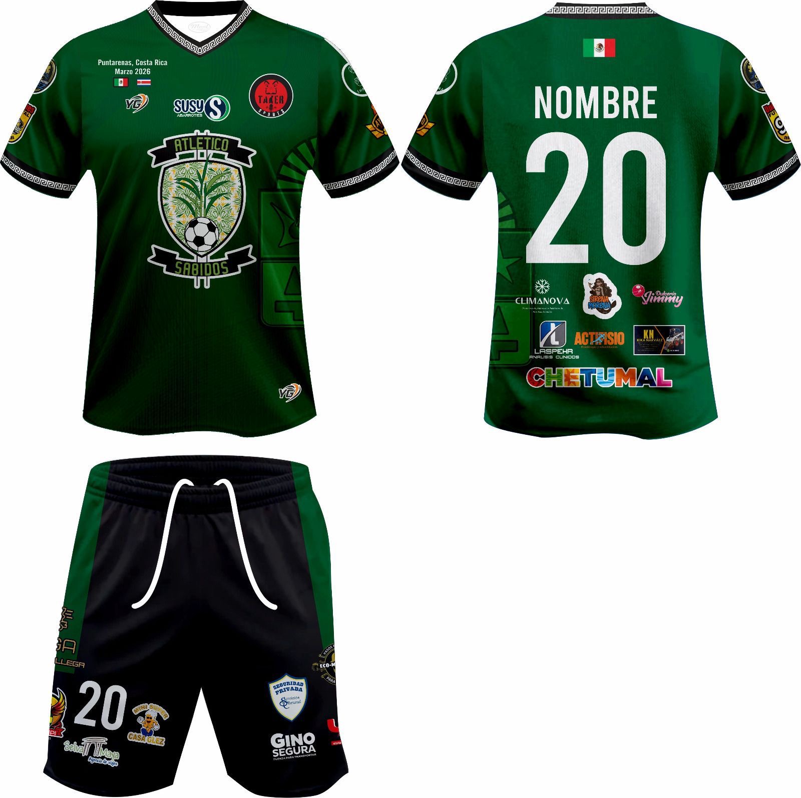Diseño deportivo personalizado YG color verde